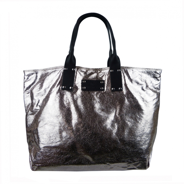 DAMEN SCHULTERTASCHE SHOPPER IN METALLIC LOOK UND JEANS SHCP631